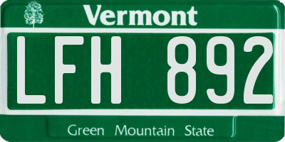 VT license plate LFH892