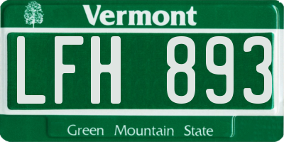 VT license plate LFH893