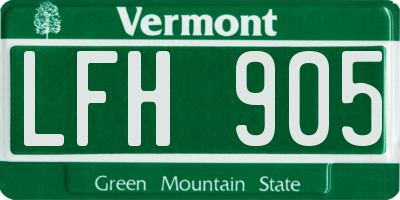 VT license plate LFH905