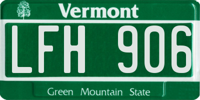 VT license plate LFH906