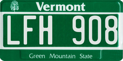 VT license plate LFH908