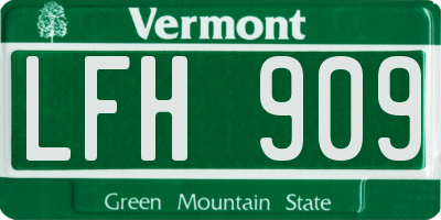 VT license plate LFH909