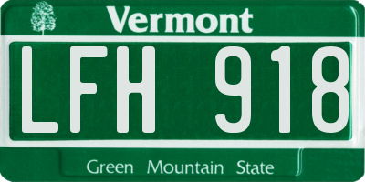 VT license plate LFH918