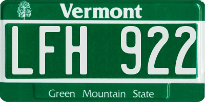 VT license plate LFH922