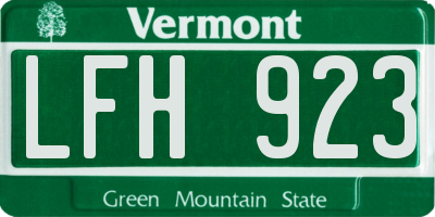 VT license plate LFH923