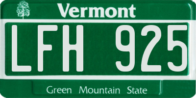 VT license plate LFH925