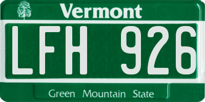 VT license plate LFH926