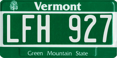 VT license plate LFH927