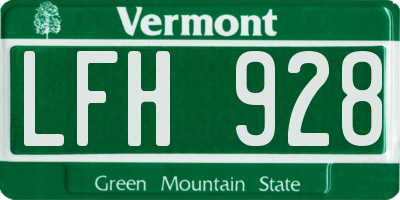VT license plate LFH928