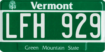 VT license plate LFH929