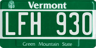 VT license plate LFH930
