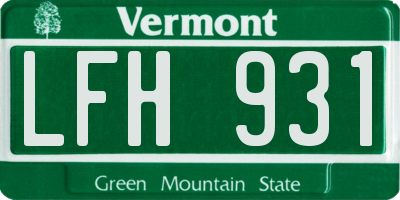 VT license plate LFH931