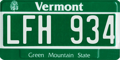 VT license plate LFH934