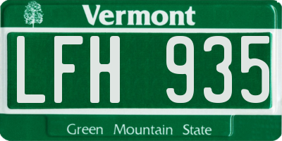 VT license plate LFH935