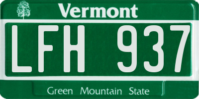 VT license plate LFH937