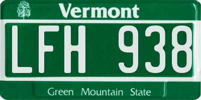VT license plate LFH938