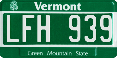 VT license plate LFH939