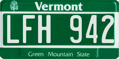 VT license plate LFH942