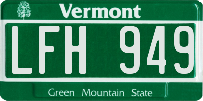 VT license plate LFH949