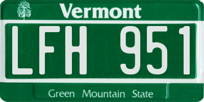 VT license plate LFH951