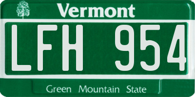 VT license plate LFH954