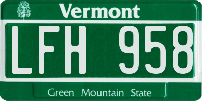 VT license plate LFH958
