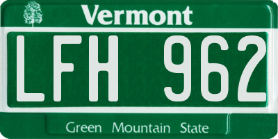VT license plate LFH962