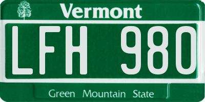 VT license plate LFH980