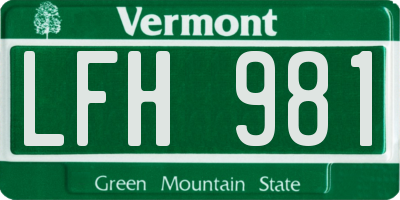 VT license plate LFH981
