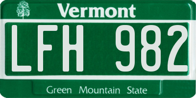 VT license plate LFH982
