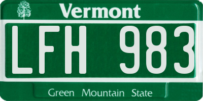 VT license plate LFH983