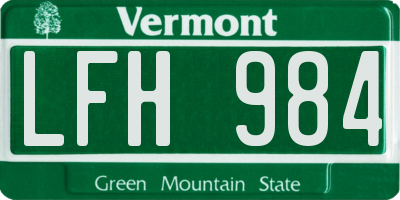 VT license plate LFH984