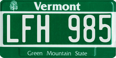 VT license plate LFH985