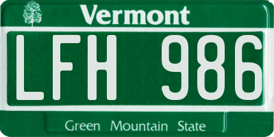 VT license plate LFH986