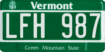 VT license plate LFH987