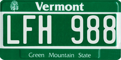 VT license plate LFH988