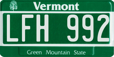 VT license plate LFH992