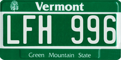 VT license plate LFH996