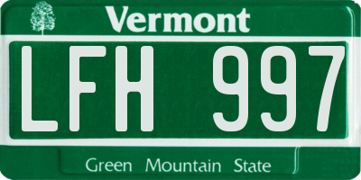 VT license plate LFH997
