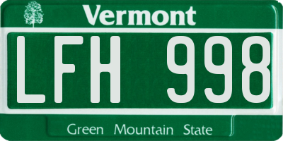 VT license plate LFH998