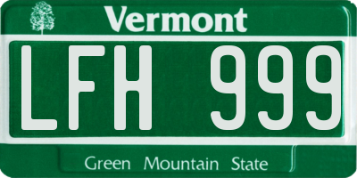 VT license plate LFH999