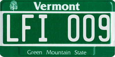 VT license plate LFI009
