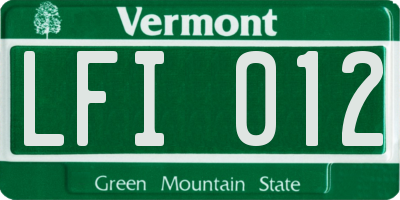 VT license plate LFI012