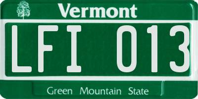 VT license plate LFI013