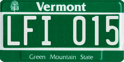 VT license plate LFI015