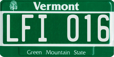 VT license plate LFI016