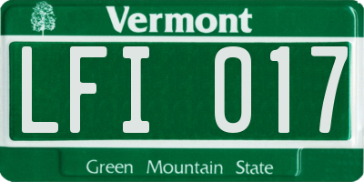 VT license plate LFI017