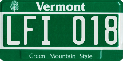 VT license plate LFI018