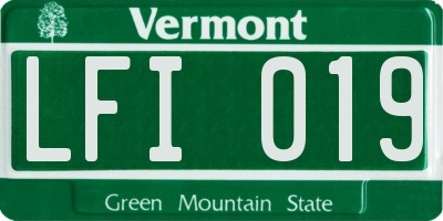VT license plate LFI019