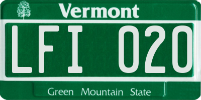 VT license plate LFI020